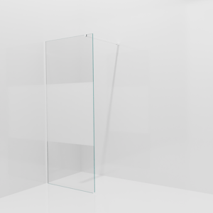 Balmani Modular inloopdouche: 90 x 200 cm, Helder glas met matte strook, Mat witte profielen