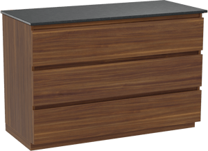 Balmani Lucida meuble salle de bains à poser 120 x 55 cm noyer américain avec Stretto tablette simple en granit noir