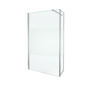 Balmani Move Walk-In-Dusche mit beweglicher Seitenwand 120 x 200 cm Klarglas mit mattiertem Streifen, inklusive Coating, glänzend, chrom Profil