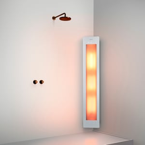 Sunshower One L d'angle en saillie en blanc avec lumière infrarouge