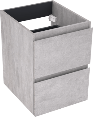 Linie Lado hängender Waschbeckenunterschrank: 40 x 46 cm, Beton dunkelgrau, 2 Schubladen