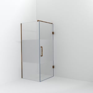 Balmani Modular inloopdouche met deur: 90 x 200 cm met deur 90 cm, Helder glas met matte strook, Brushed Rosegold profielen