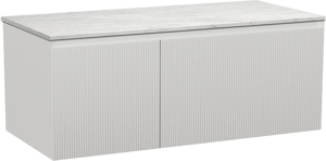 Balmani Fila by Mitra meuble salle de bains suspendu 120 x 55 cm blanc mat avec Stretto tablette simple ou double en marbre carrara, Nervure droite symétrique verticale