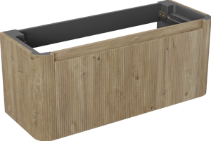 Storke Soft meuble sous-lavabo suspendu 120 x 46 cm Chêne brut 2 tiroirs Nervure sym. vert.