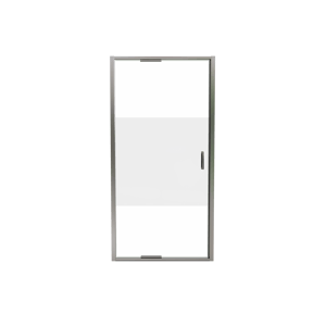 Luca Varess Vidor In Dusche Drehtür 100 cm x 190 cm Klarglas mit mattiertiem Streifen glänzend Chrom Profil