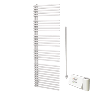 Vipera Nevada sèche-serviettes Simple 60 x 180 cm chauffage électrique blanc mat raccordement central 750W, résistance incluse