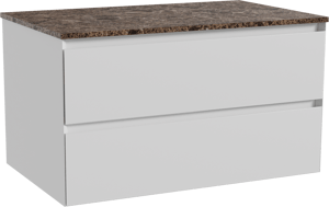 Balmani Mitra meuble salle de bains suspendu 90 x 55 cm blanc mat avec Stretto tablette simple en marbre dark emperador