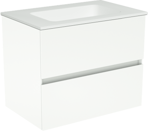 Storke Edge zwevend badkamermeubel 60 x 40 cm mat wit met Mata enkele wastafel in solid surface mat wit