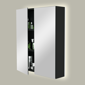 Storke Reflecta armoire de toilette lumineuse 65 x 75 cm noir mat