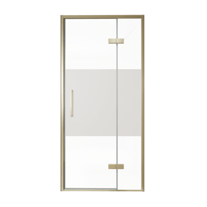 Balmani Senses Design douche draaideur rechts 100 cm x 210 cm Helder glas met matte strook, Brushed Champagne Gold profielen, met coating