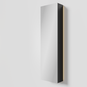 Balmani Mara zwevende badkamerkast met spiegel 45 x 160 cm Mat Zwart met spiegelverlichting