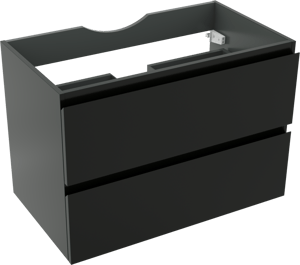 Linie Lado zwevende wastafelonderkast 80 x 46 cm Mat Zwart 2 lades