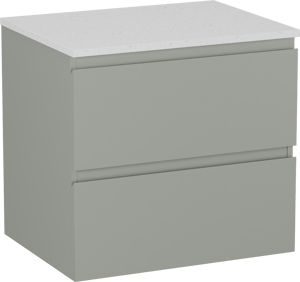 Linie Lado zwevend badmeubel 60 x 46 cm greige met Lado enkel wastafelblad in melamine terrazzo wit