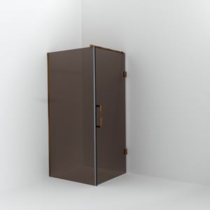 Balmani Modular Walk-In Dusche mit Tür: 100 x 200 cm mit Tür 90 cm, Bronze Glas inklusive Coating, Profil Brushed Rosegold