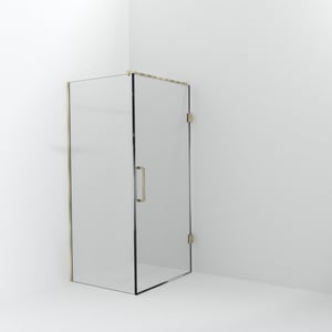 Balmani Modular Walk-In Dusche mit Tür: 90 x 200 cm mit Tür 100 cm, Klarglas inklusive Coating, Profil Brushed Champagne Gold
