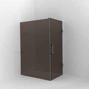 Balmani Modular Walk-In Dusche mit Tür: 140 x 200 cm mit Tür 90 cm, Bronze Glas, Profil Brushed Inox