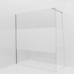 Balmani Modular inloopdouche: 180 x 200 cm, Helder glas met matte strook met coating, Brushed CoolMetal profielen