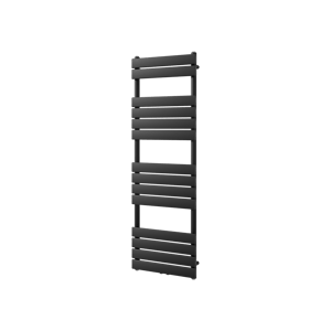 Vipera Vulcan enkele handdoekradiator 50 x 150 cm centrale verwarming mat zwart zij- en middenaansluiting 884W