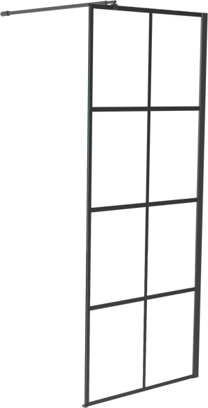 Linie Walk-In Walk-In Dusche: 90 x 200 cm, Square Glas, Schwarzes Profil, matt