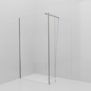 Balmani Modular douche à l'italienne avec paroi latérale fixe: 120 x 200 cm, Verre transparent avec bande mate, Profil Brushed Inox