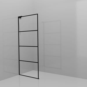Balmani Modular inloopdouche: 90 x 200 cm, Lined, Mat zwarte profielen met L-Shape