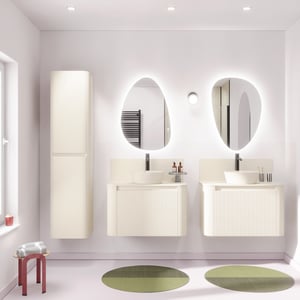 Storke Soft Badmöbel Set mit Tavola Soft Waschtischplatte für Aufsatzwaschbecken