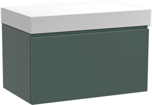 Balmani Sfera by Lucida meuble salle de bains suspendu 90 x 55 cm forest avec Dominus tablette simple en solid surface blanc mat