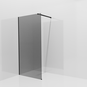 Balmani Modular Walk-In Dusche: 100 x 200 cm, Rauchglas, Profil Schwarz matt