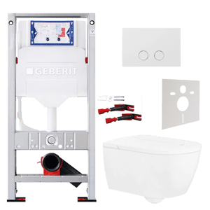 Villeroy & Boch ViClean-I100 WC Japonais blanc brillant bride de rinçage fine avec Geberit Sigma réservoir de chasse encastré UP320 avec cadre Burda et plaque de commande