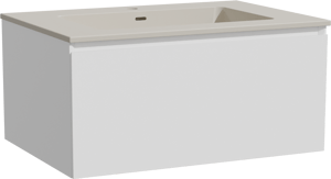 Storke Edge zwevend badmeubel 75 x 52 cm mat wit met Diva enkele wastafel in top solid zijdegrijs