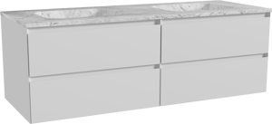 Balmani Mitra meuble salle de bains suspendu 150 x 55 cm blanc mat avec Tablo Arcato double vasque en marbre carrara