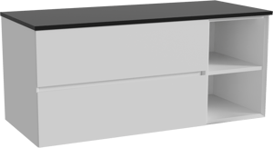 Storke Edge meuble salle de bains suspendu 120 x 52 cm blanc mat avec Panton tablette simple ou double en mdf enduit de poudre noir mat