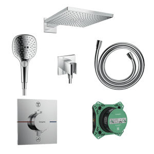 Hansgrohe Showerselect Comfort_E thermostat-armatur Unterputz Regendusche-System mit Kopfbrause 30 x 30 cm Chrom Glänzend