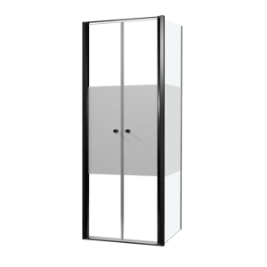 Luca Varess Kuresa douchehoek met pendeldeur met vaste zijwand 80 x 90 x 200 cm helder glas met matte strook en mat zwarte profielen