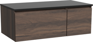Storke Edge meuble salle de bains suspendu 100 x 52 cm noyer avec Panton tablette simple en mdf enduit de poudre noir mat
