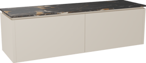 Balmani Eclips meuble salle de bains suspendu 180 x 55 cm Sandbeige avec Stretto tablette simple ou double en Portoro Gold marbre
