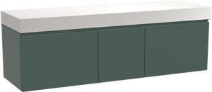 Balmani Sfera by Lucida zwevend badkamermeubel 180 x 55 cm forest met Dominus enkel of dubbel tablet in solid surface mat wit