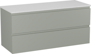 Linie Lado zwevend badmeubel 120 x 46 cm greige met Lado enkel of dubbel wastafelblad in melamine terrazzo wit