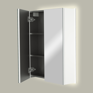 Linie Montro Spiegelschrank, 60 x 75 cm, weiß matt, mit Spiegelbeleuchtung