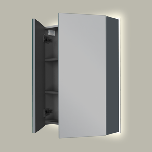 Linie Montro spiegelschrank 60 x 75 cm Blau Anthrazit, mit Spiegelbeleuchtung