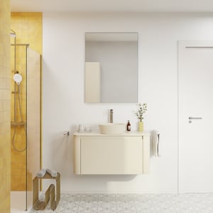 Storke Soft badkamermeubel met Tavola Soft wastafelblad voor waskom(men)