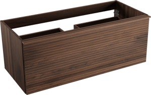 Balmani Forma zwevende wastafelonderkast 120 x 55 cm Amerikaanse notelaar 2 lades horiz. sym. groef