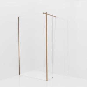 Balmani Modular douche à l'italienne avec paroi latérale fixe: 120 x 200 cm, Verre transparent avec bande mate, Profil Brushed Rosegold