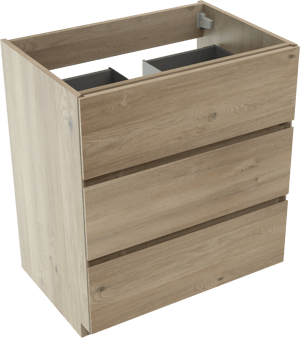 Storke Edge meuble sous-vasque a poser 75 x 52 cm chêne brut 3 tiroirs