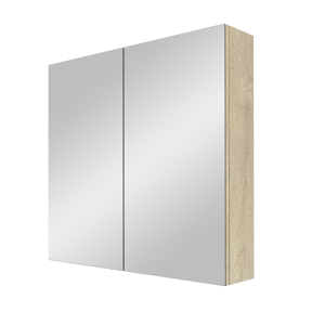 Linie Montro Spiegelschrank Bad: 80 x 75 cm, Eiche Natur