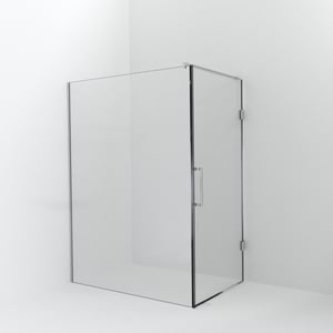 Balmani Modular douche à l'italienne avec porte: 150 x 200 cm avec porte 100 cm, Verre transparent, Profil Chrome brillant