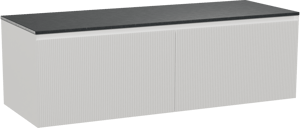 Balmani Fila by Mitra meuble salle de bains suspendu 150 x 55 cm blanc mat avec Stretto tablette simple ou double en granit noir, Nervure droite symétrique verticale