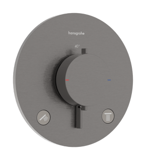 Hansgrohe Ecostat Comfort S Thermostat-Duscharmatur: Unterputz, für 2 Verbraucher, Brushed Black Chrome