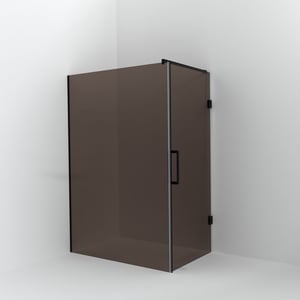 Balmani Modular Walk-In Dusche mit Tür: 140 x 200 cm mit Tür 90 cm, Bronze Glas, Profil Schwarz matt