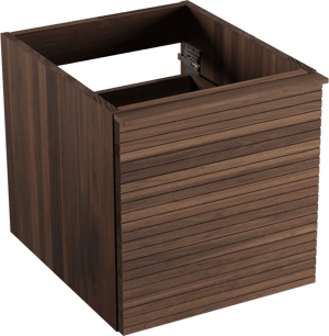 Balmani Forma zwevende wastafelonderkast 45 x 55 cm Amerikaans notenhout 2 lades horiz. sym. groef